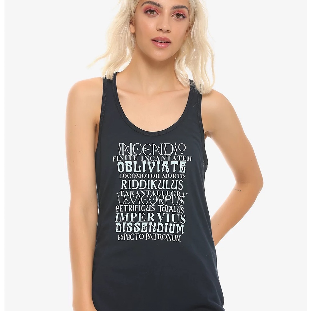 Navy blue Harry Potter spells tank top